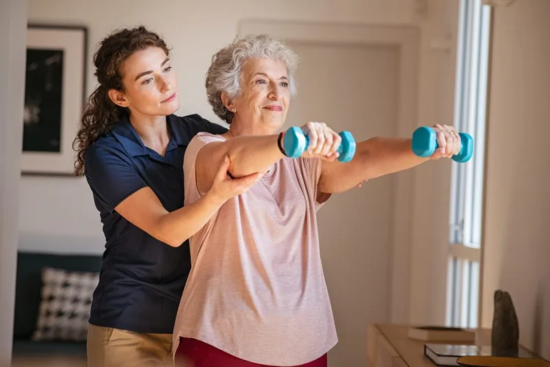 Caregiver and client sharing a smile