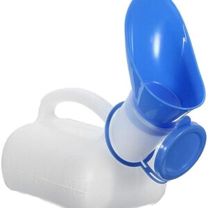Unisex Potty Urinal for Car, Portable Urinal for Men and Women, Bedpans Pee Bottle, with a Lid and Funnel, Travel Urinal Kit for Home, Hospite, Camping Outdoor (White)