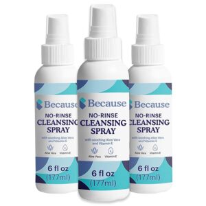 No Rinse Incontinence Cleansing Spray - Hydrating Formula, pH Balanced, Paraben-Free, Infused with Nourishing Aloe Vera, Chamomile, and Vitamin E - Non-Drying, 6 fl oz, 3-Pack