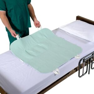 Patient Aid 34" x 36" Positioning Bed Pad with Handles - Incontinence Mattress Bedding Protector Liner Reusable Underpad with Handles & Straps for Easy Transfer - Washable Waterproof Positioning Pad
